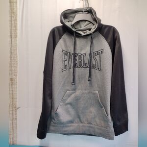 Everlast Men’s Pullover Hoodie Sweatshirt Fleece Lined Black Gray Size S